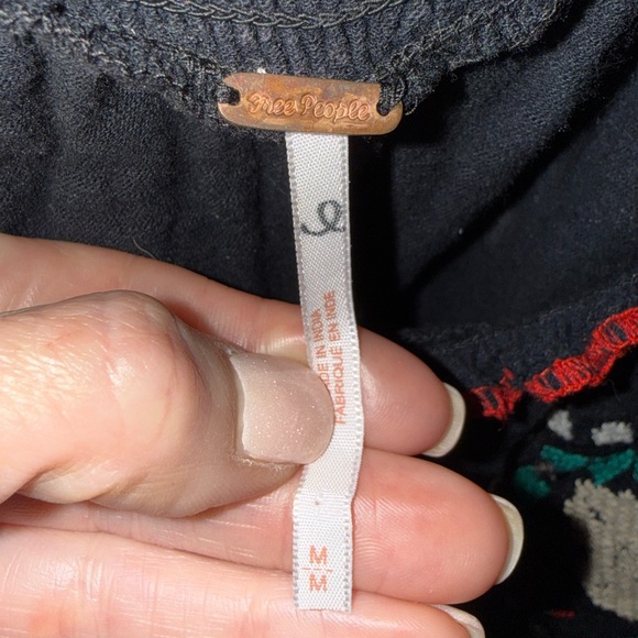 Free People Black Top with Colorful Floral Embroidery - Picture 2 of 5